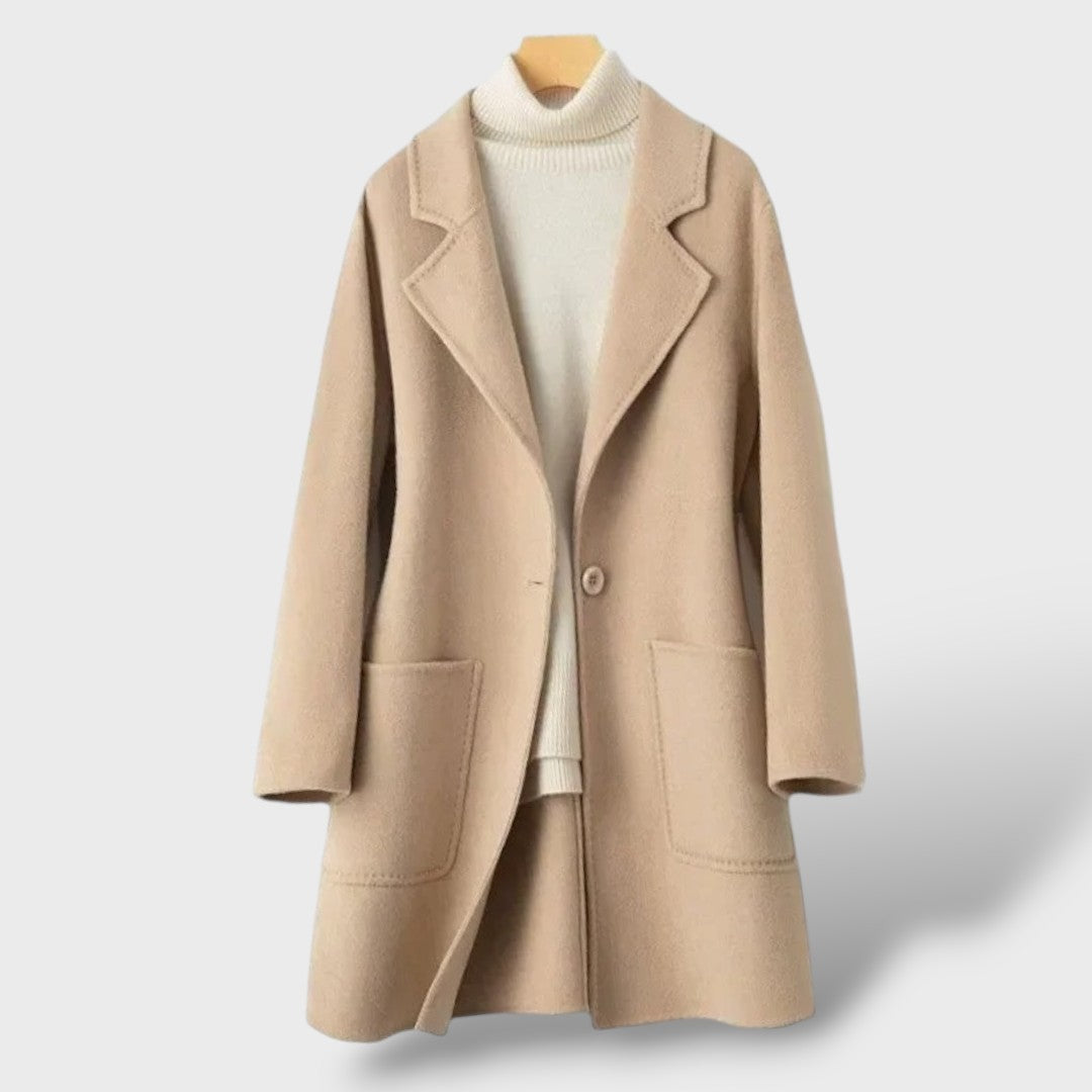 Abrigo de lana estilo coreano para mujer