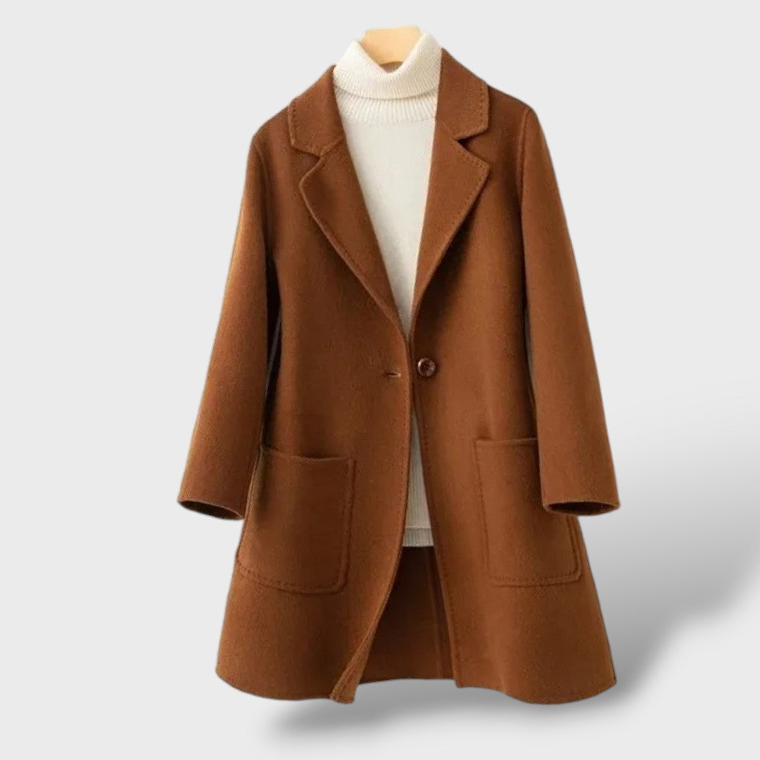 Abrigo de lana estilo coreano para mujer