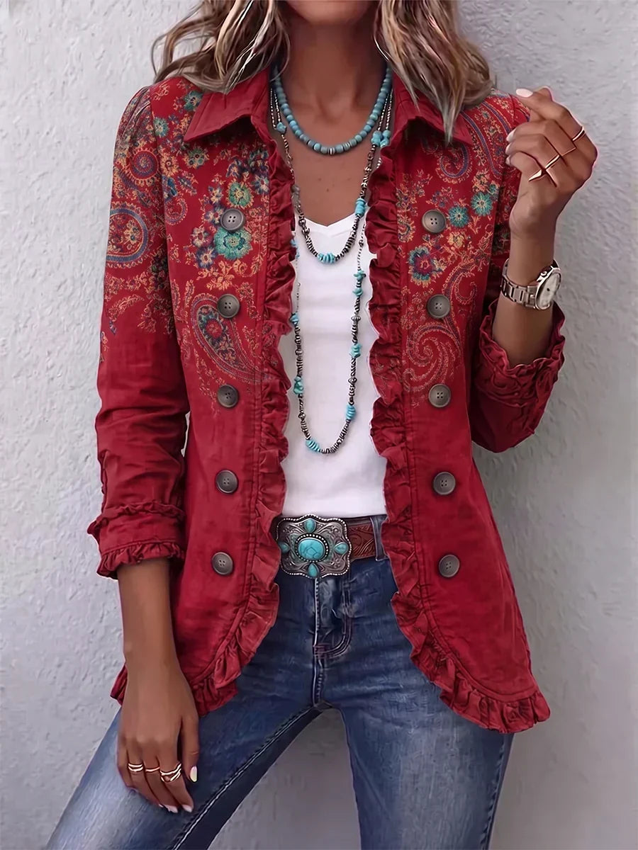 REAL | Chaqueta paisley ligera con volantes
