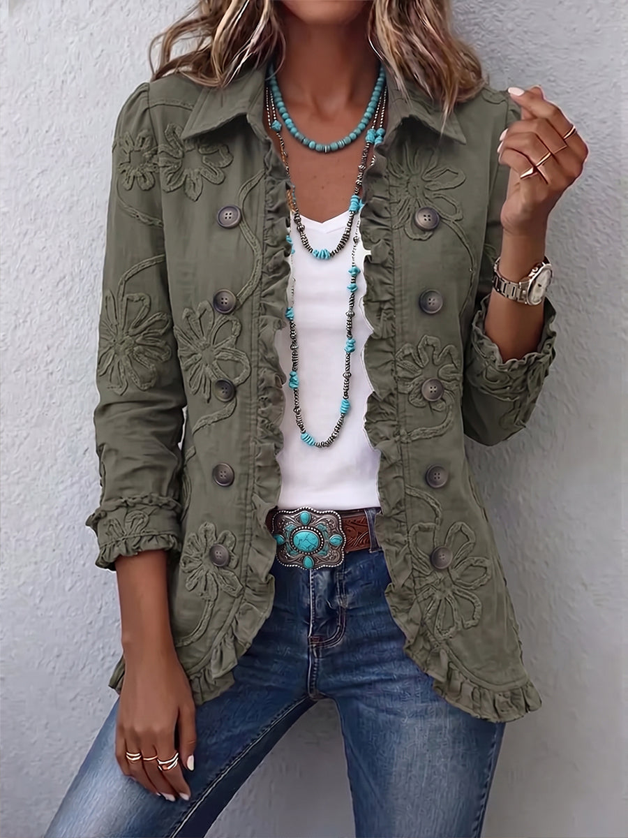 Alessandra | Chaqueta bordada con volantes