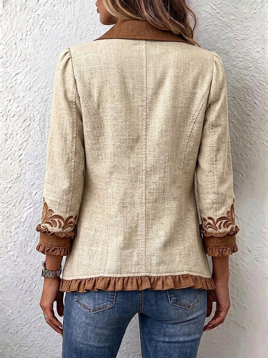 REAL | Chaqueta bordada de flores con volantes