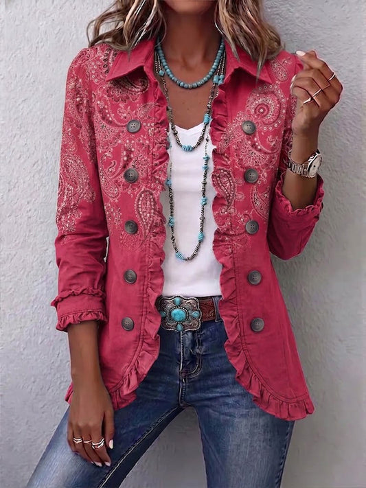 Isotta | Chaqueta vintage paisley con volantes