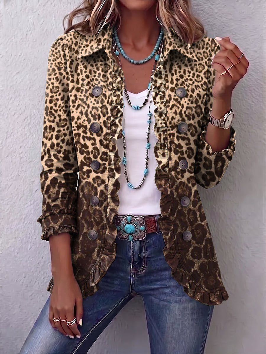Ilaria | Chaqueta de leopardo con volantes