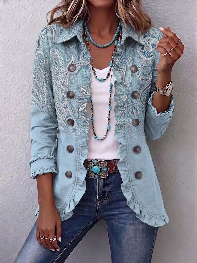 Emilia | Chaqueta vintage paisley con volantes